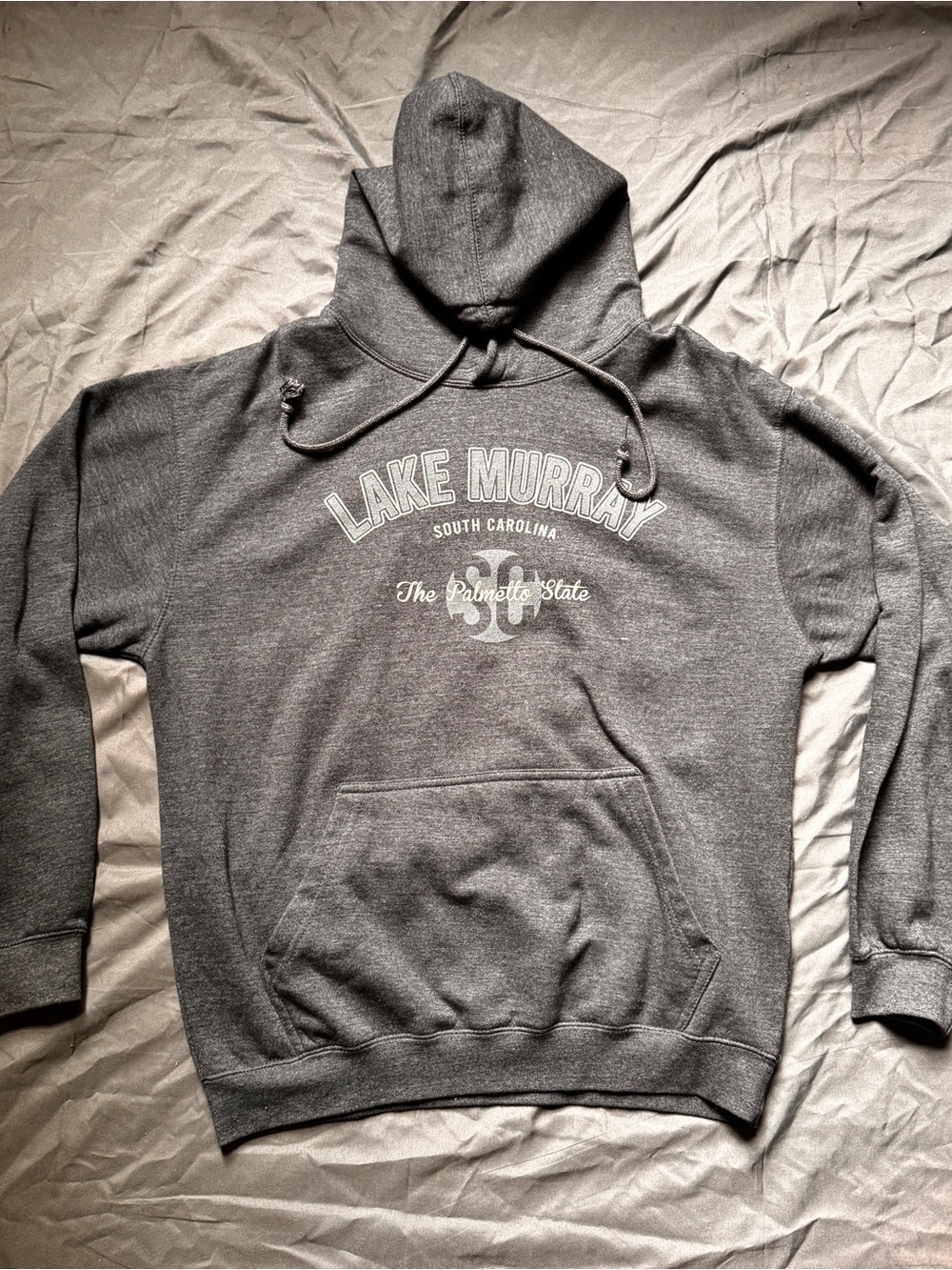 Lake Murray Gray Pullover Hoodie - Men’s Casual Graphic Sweatshirt